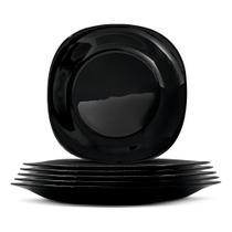Kit 6 Pratos Vidro 28cm Preto Grande Jantar Original Line