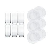 Kit 6 pratos vidro astral fundo + 6 copos lights elegante 410ml Kit 6 pratos vidro astral fundo + 6 copos lights elegante 410ml