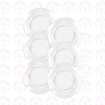 Kit 6 Pratos Vidro Luxo Resistente Mesa Posta Restaurante Kit 6 Pratos Vidro Luxo Resistente Mesa Posta Restaurante