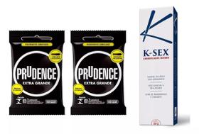 Kit 6 Preservativo Extra Grande Camisinhas + Lubrificante - Prudence