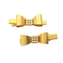 Kit 6 presilhas cabelo dourada grampo formato laço c/ brilho