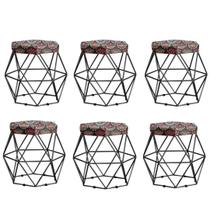 Kit 6 Puffs Vanessa decorativos aramado Preto - Assento Mandala Kit 6 Puffs Vanessa decorativos aramado Preto - Assento Mandala