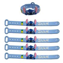 Kit 6 pulseiras Angel e Stitch emborrachada confortável 19 cm com regulagem 6unidades