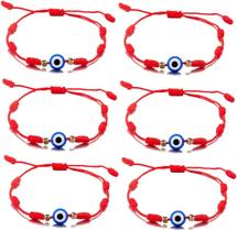 Kit 6 Pulseiras Olho Grego 7 Nós Ajustável Proteção Sorte