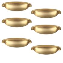 Kit 6 Puxador Concha Paris Dourado Escovado Para Gaveta Kit 6 Puxador Concha Paris Dourado Escovado Para Gaveta