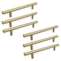 Kit 6 Puxador Haste Dourado Em Inox Redondo 192mm Kit 6 Puxador Haste Dourado Em Inox Redondo 192mm