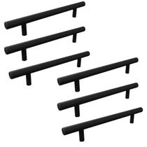 Kit 6 Puxador Haste Preto Fosco Em Inox Redondo 96mm Kit 6 Puxador Haste Preto Fosco Em Inox Redondo 96mm