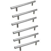 Kit 6 Puxador Haste Redondo Em Metal Inox 192mm Para Gaveta