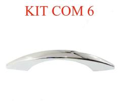 KIT 6 Puxador Marte 96mm Cromado Armario Gaveta Moveis KIT 6 Puxador Marte 96mm Cromado Armario Gaveta Moveis