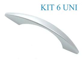 KIT 6 Puxador Marte 96mm Prata Armario Gaveta Moveis