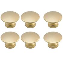 Kit 6 Puxador Ponto 24mm Dourado Escovado Para Gaveta