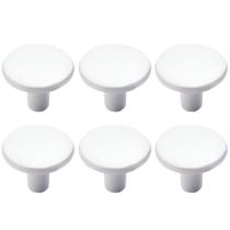 Kit 6 Puxador Ponto Girare Branco Brilho 22mm Para Gavetas De Móveis