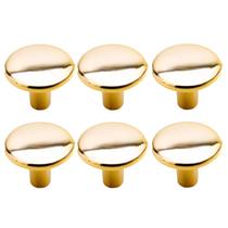 Kit 6 Puxador Ponto Girare Dourado Escovado 22mm Para Gavetas De Móveis