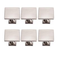 Kit 6 Puxador Ponto Quadrado 22x19mm Escovado Para Gaveta