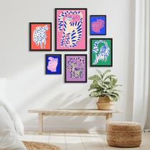 Kit 6 Quadros Artes Gatos Pintados Coloridos - com vidro Kit 6 Quadros Artes Gatos Pintados Coloridos - com vidro