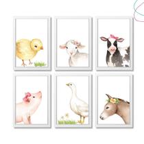 kit 6 Quadros Decoração Quarto Infantil Fazendinha Menina kit 6 Quadros Decoração Quarto Infantil Fazendinha Menina