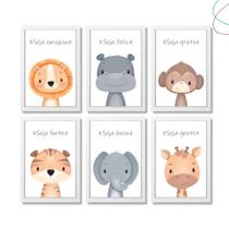 kit 6 Quadros Decoração Quarto Infantil Safari Baby