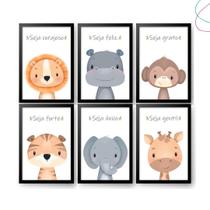 kit 6 Quadros Decoração Quarto Infantil Safari Baby