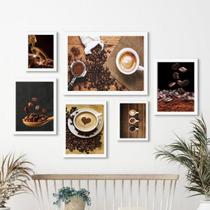 Kit 6 Quadros Decorativos Café - com Vidro