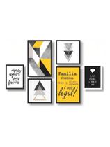 Kit 6 Quadros Decorativos Familia É Tudo Igual Amarelo Kit 6 Quadros Decorativos Familia É Tudo Igual Amarelo