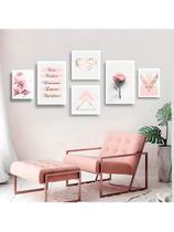 Kit 6 Quadros Decorativos Frase Oração Orar Confiar Descansar Agradecer