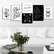 Kit 6 Quadros Decorativos Placas Abstrato Leão Frases Motivação Gratidão Sala Quarto Lar Cozinha Copa Vários Modelos