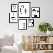 Kit 6 Quadros Minimalistas Café - com vidro