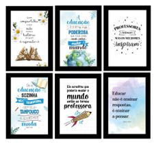 Kit 6 Quadros Professora Educação Escola Decorativos 20x28cm