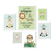 Kit 6 Quadros Quarto Infantil Safari - Listradinho Kit 6 Quadros Quarto Infantil Safari - Listradinho