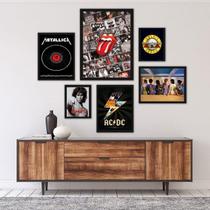 Kit 6 Quadros Rock Bandas - Decoração Variada - Garantia