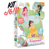 Kit 6 Quebra Cabeça Progressivo Princesas da Disney 3 em 1 Kit 6 Quebra Cabeça Progressivo Princesas da Disney 3 em 1