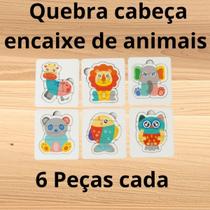 Kit 6 QuebraCabeças Infantil 3D em Madeira Educativo Animais Colorido