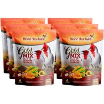 Kit 6 Ração Galo de Campina Cardeal Gold Mix 500g Reino das Aves Alimento Super Premium Vitamina