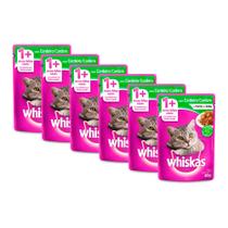 Kit 6 Ração para Gatos Whiskas Adulto 1+ Anos Sachê Sabor Cordeiro ao Molho 85g