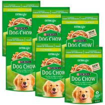 Kit 6 Ração Úmida para Cachorro Dog Chow Filhote Extra Life Sabor Frango em Sachê 100g