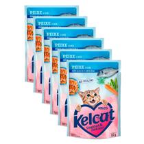 Kit 6 Ração Úmida para Gatos Kelcat Sabor Peixe com Ervilha e Cenoura em Sachê 85g Kit 6 Ração Úmida para Gatos Kelcat Sabor Peixe com Ervilha e Cenoura em Sachê 85g