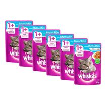 Kit 6 Ração Úmida para Gatos Whiskas Adulto 1+ Anos Sabor Atum ao Molho em Sachê 85g