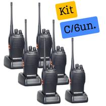 Kit 6 Radio Walk Talk Comunicador C/Fones 16Ch 12km Baofeng 777s Ht Para Construçao Empresas Segurança