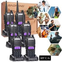 Kit 6 Radio Walkie Talkie Baofeng Ht Profissional Uv82 Radio Fm Longo Alcance Lanterna Radio Fm 128 Canais