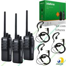 Kit 6 Rádios Comunicador Intelbras RC3002 Com Fones Ouvido Microfone