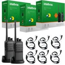 Kit 6 Rádios Comunicador Intelbras RC3002 Com Fones Ouvido Microfone