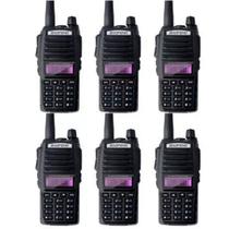 Kit 6 Rádios Comunicador Walk Talk Baofeng Bf Uv82 Amador Bandas De Freqüência Cor Preto