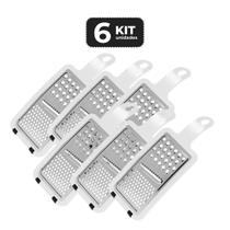 Kit 6 ralador de inox 3 em 1 fatiador multiuso 29 cm