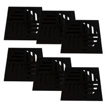 Kit 6 Ralo Grelha Quadrada Com Fecho Automático Preto 15cm