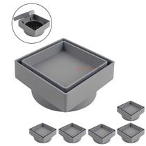 Kit 6 Ralo Oculto Invisível Quadrado 10x10cm Plástico Com Tela Para Banheiro - AMZ