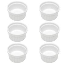 Kit 6 Ramekin Canelado Porcelana 40ml Classic Branco Lyor Mo