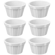 Kit 6 Ramekins Brancos Canelados 90ml Maionese Chimichurri Vinagrete Uno Coza