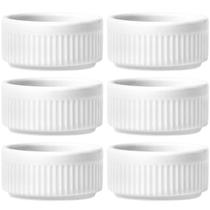 Kit 6 Ramekins Molheiras Porcelana Canelado Germer Branco Cr Kit 6 Ramekins Molheiras Porcelana Canelado Germer Branco Cr