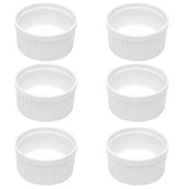Kit 6 Ramekins Porcelana 155ml Canelados Brancos 8,4x5cm Molhos Classic Lyor