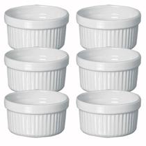 Kit 6 ramequim cerâmica canelado branco tigela ramekim 270ml Kit 6 ramequim cerâmica canelado branco tigela ramekim 270ml